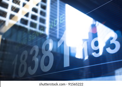 stock index with building reflect on glass