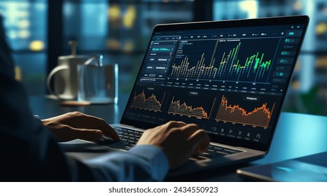 Stock market analysis, notebooks, laptops,ai creates images - Powered by Shutterstock