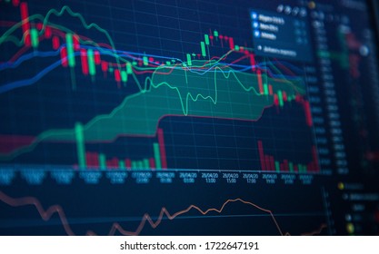 Stock Market Chart on Blue Background. share drop down - Shutterstock ID 1722647191