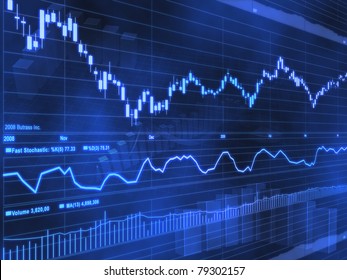 Stock Market Chart on Blue Background