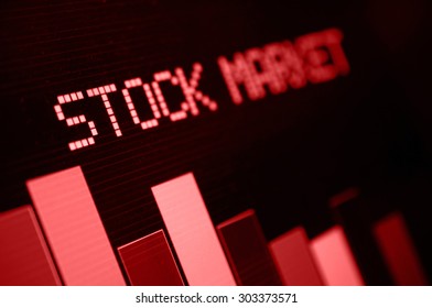 Stock Market - Column Going Down On Red Display