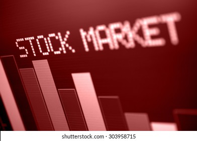Stock Market - Column Going Down on Red Display - Shallow Depth of Field