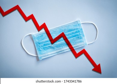 Stock Market Crash During World Pandemic For Covid-19. Healthcare Stocks Go Down In The Stock Market. Conceptual Image Of Bad News In The Stockmarket Due To Corona Virus.