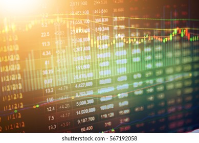 Stock market data on LED display concept. A large display of daily market price and quotation.