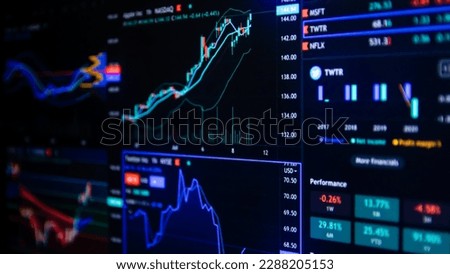 Stock market data on monitor. Business financial graph on monitor screen. Stock market data on monitor. Business financial graph on monitor.