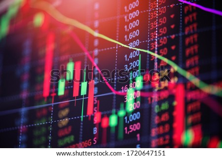 Stock market exchange loss trading graph analysis investment indicator business graph charts of financial board display candlestick crisis stock crash red price chart fall money 