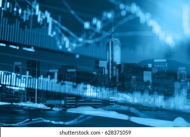 Stock Market Exchange on a city background