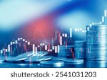 Stock market or forex trading graph and candlestick chart suitable for financial investment concept. Economy trends background for business idea and all art work design. Abstract finance background