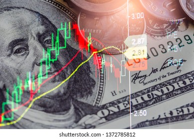 Stock market or forex trading graph and candlestick chart suitable for financial investment concept. Economy trends background for business idea and all art work design. Abstract finance background. - Shutterstock ID 1372785812