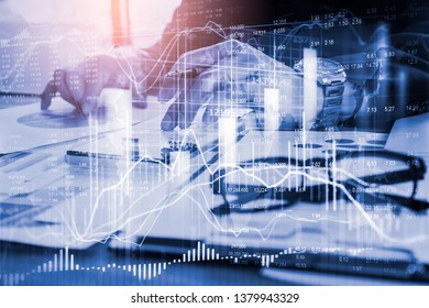 Stock market or forex trading graph and candlestick chart suitable for financial investment concept. Economy trends background for business idea and all art work design. Abstract finance background.