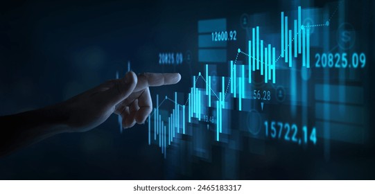 Stock market or forex trading graph on touchscreen,  finance and investment concept. Economy trends for business, financial charts and digits. - Powered by Shutterstock