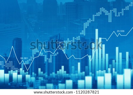 Stock market or forex trading graph in graphic double exposure concept suitable for financial investment or Economic trends business idea and all art work design. Abstract finance background