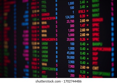 Stock Market Graph Data Board On Screen Monitor For Investment Business Analysis Finance In Stock Exchange Market With Number Ticker Up And Down Money Price , Stock Thai