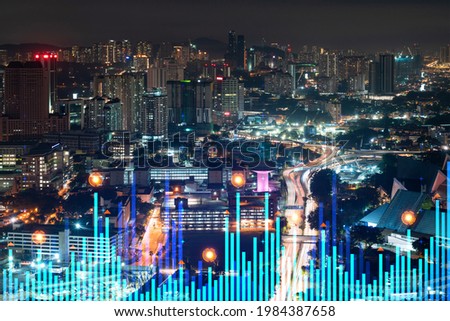 Similar – Foto Bild Die Skyline von Rio de Janeiro bei Nacht. Vom Aussichtspunkt des Zuckerhuts aus.