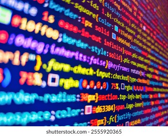 Stock market graph and ticker with blue screen for stock exchange analysis. Stock market ticker on monitor screen. Information technology. Background of program code. Genome sequencing.