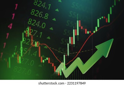 Stock market graph trading analysis investment financial, stock exchange financial or forex graph stock market graph chart business crisis crash loss and grow up gain and profits win up trend - Shutterstock ID 2231197849