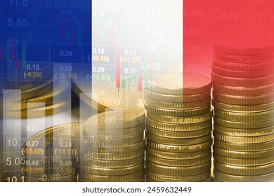 Stock market investment trading financial, coin and South France flag , finance business trend data. - Powered by Shutterstock