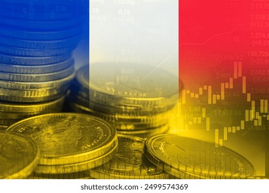 Stock market investment trading financial, coin and France flag , finance business trend data background. - Powered by Shutterstock