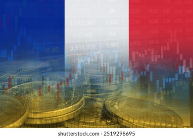 Stock market investment trading financial, coin and France flag or Forex for analyze profit finance business trend data background. - Powered by Shutterstock