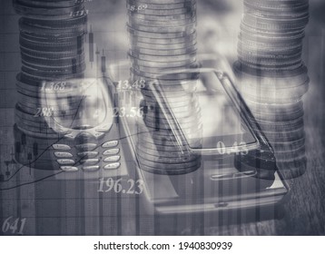 
Stock Market And Multiple Cell Phones And Coin Stacks
And Financial Graph.business Strategy As Concept. Abstract Business Background.