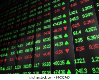 Stock Market Ticker In Red And Green