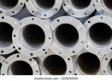 Stock Of A Metal Pipe With A Blank Flange