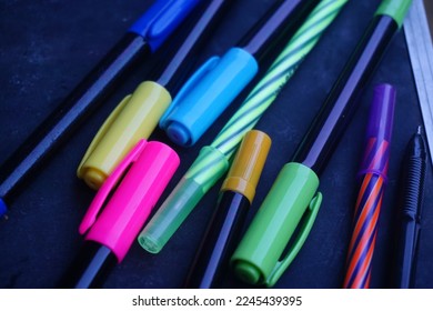 Stock photo of flat lay and school supplies, with back to school concept
