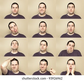 A Stock Photo Showing Many Faces Of The Same Man