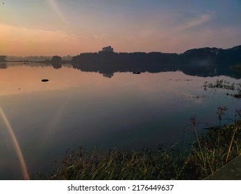 Stock Photo Of Two Black Inner Tube Cover By Black Color Plastic Floating On Lake Water At Rankala Lake , Kolhapur, Maharashtra, India. Picture Capture At Early Morning. Selective Focus.