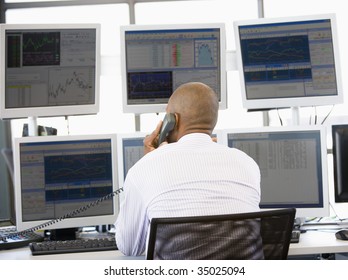 Stock Trader On The Phone