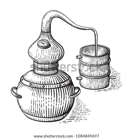 Самогонный аппарат рисунок карандашом
