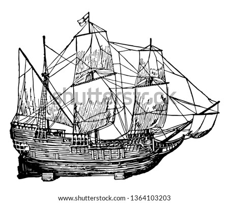 Mayflower Ship Drawing.