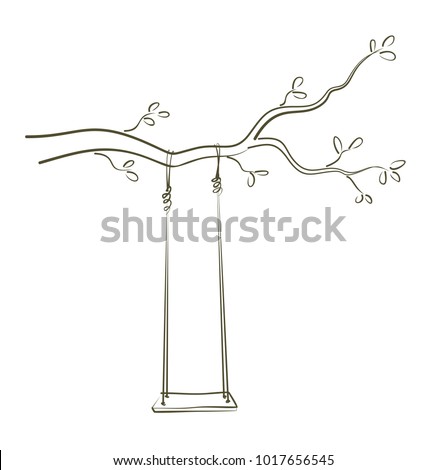 Как рисовать качели на дереве