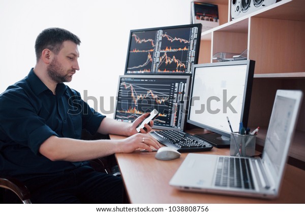 Stockbroker Shirt Working Monitoring Room Display Royalty Free