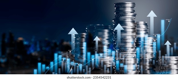 Stock,Business finance,investment,increase sales,revenue profit,world economic growth concept.Forex financial graph chart,market report on cash currency and finance Digital economy on dark background - Shutterstock ID 2354542231