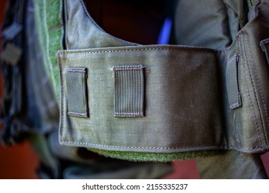 stocked body armor close-up, army ammunition