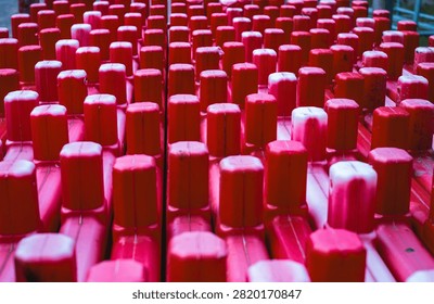 Stocked delineators in a construction side