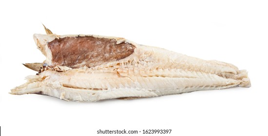 Stockfish, Unsalted Fish, Gadus Morhua, Isolated On White Background