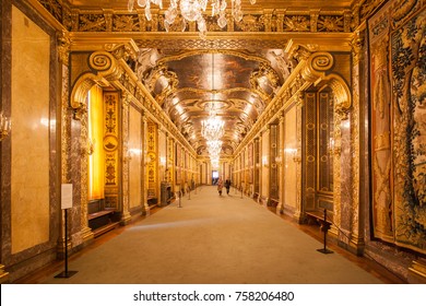 STOCKHOLM - CIRCA MARCH 2016: Karl XI Gallery in the Royal Palace of Stockholm, a baroque style room inspired by the hall of mirrors at Versailles, Sweden