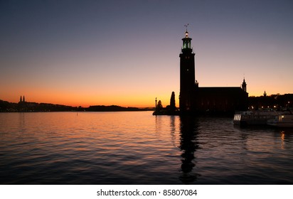 Stockholm City Hall - Venue For The Nobel Prize Ceremony - At Sunset