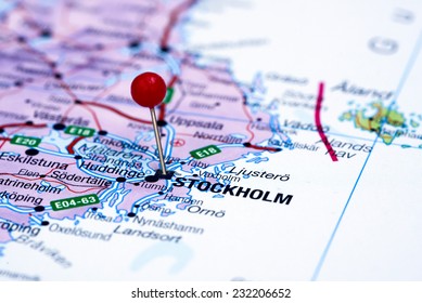 Stockholm Pinned On A Map Of Europe 