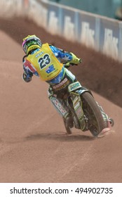 STOCKHOLM - SEPT 24, 2016: Back Of Chris Holder (AUS) At Stockholm FIM Speedway Grand Prix At Friends Arena In Stockholm.