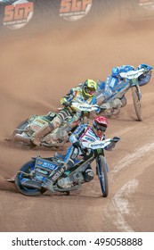 STOCKHOLM - SEPT 24, 2016: Jason Doyle (AUS) In The Lead At Stockholm FIM Speedway Grand Prix At Friends Arena In Stockholm.