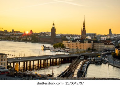 Stockholm skyline and old town (Gamla Stan) , Old houses, buildings and streets