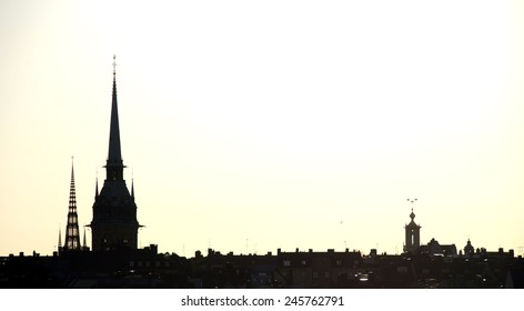 Stockholm skyline silhouette