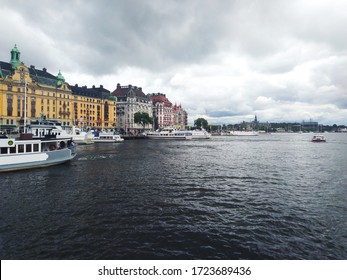 Stockholm Summer Canals With Ships And Boats