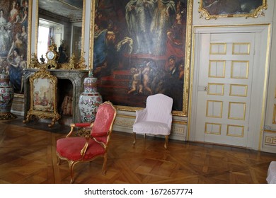 Stockholm, Sweden - 07/10/2019: Interior Of Drottningholm Castle, Residence Of The Swedish Royal Family