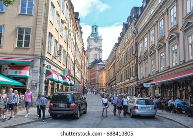 Stockholm, Sweden - 07.22.2017: People Enjoying The Old Town In Stockholm