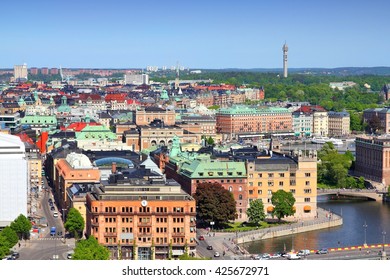 Stockholm, Sweden. Aerial View Of Norrmalm District.