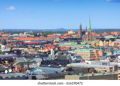 Stockholm, Sweden. Aerial View Of Norrmalm District.